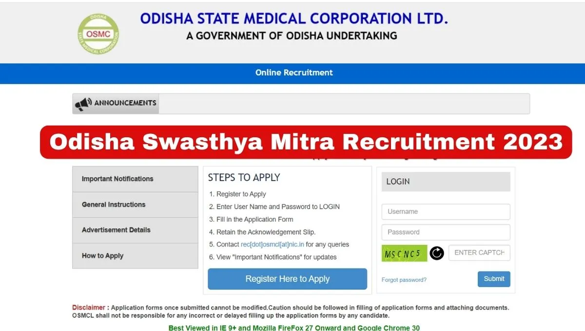 Odisha Swasthya Mitra Recruitment 2023
